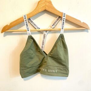 Victoria's Secret Green Logo Racerback Wireless Pullover Bralette Bra L